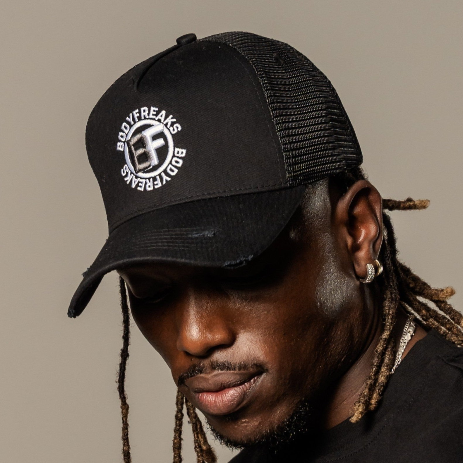 BF Circular Graphic Logo Baseball Cap - BLACK/WHITE