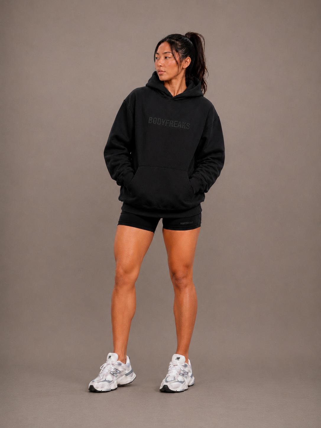 Embossed Athl Club Essential Unisex Hoodie - JET BLACK