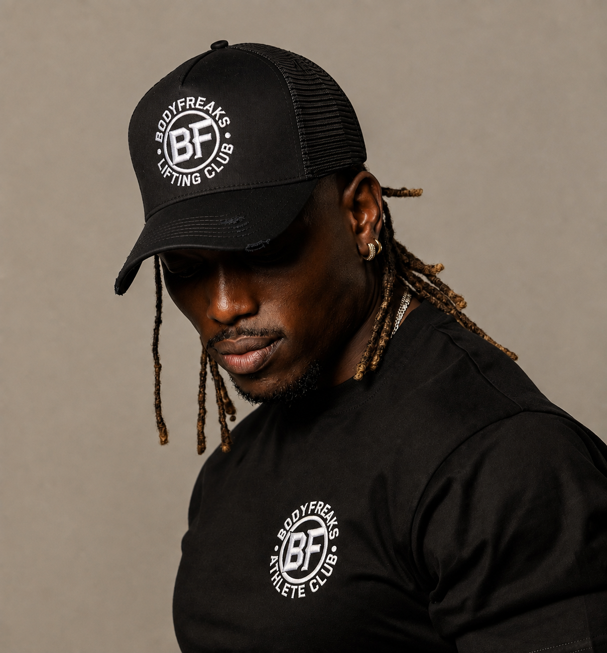 BF Lifting Club Logo Baseball Cap - BLACK/WHITE